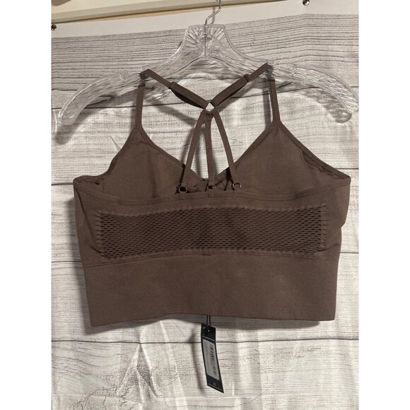 PrettyLittleThing Chocolate Basic Seamless Padded Sports Bra Womens Large - Picture 2 of 7